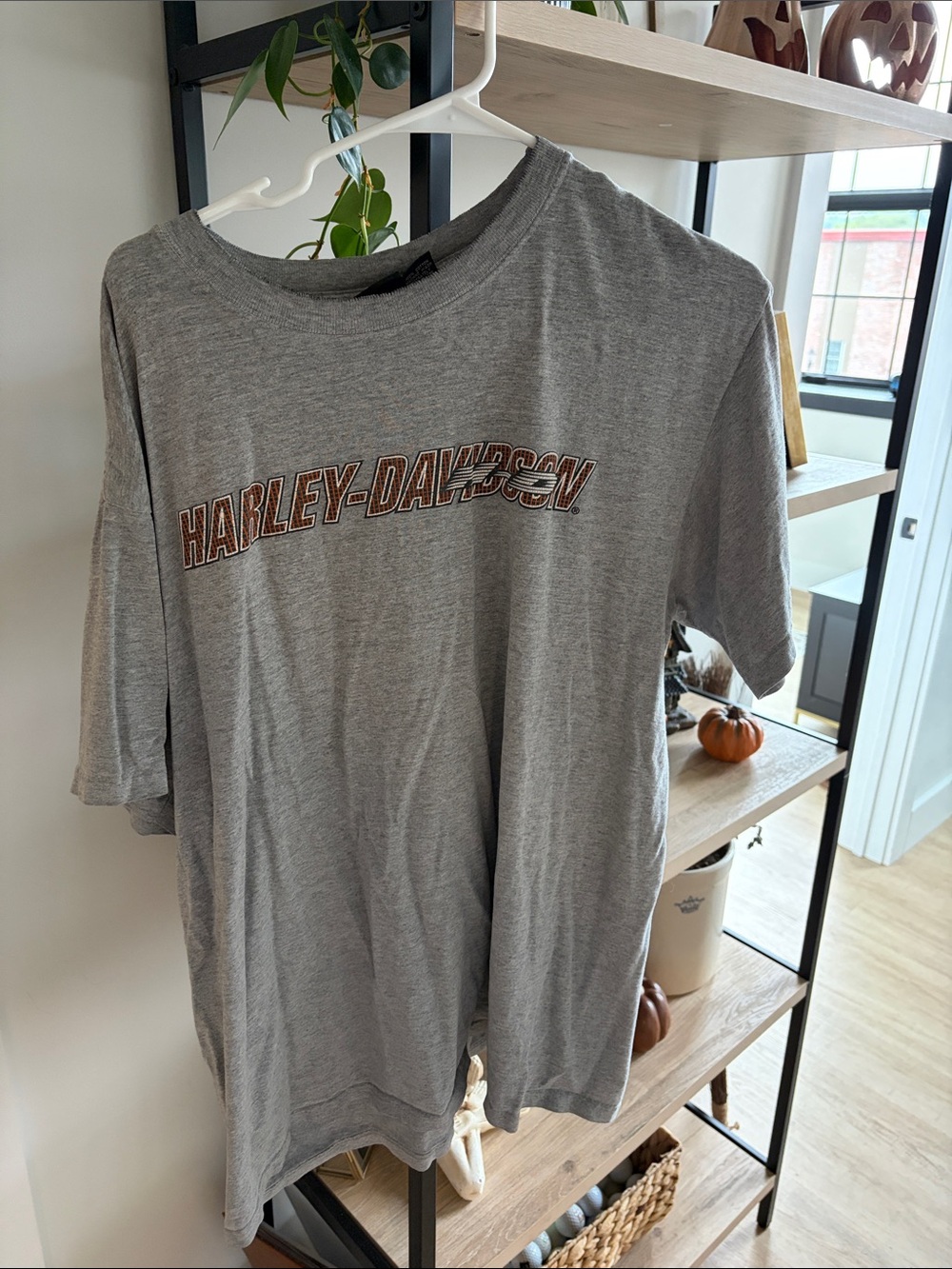 Harley-Davidson Grey Short Sleeve Logo Tee with Orange Accent